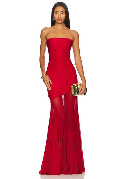 Strapless Bodycon Mesh Dress For Women, Fitted, Solid Color, SoHo, BYMANYC New York.-6