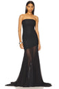 Strapless Bodycon Mesh Dress For Women, Fitted, Solid Color, SoHo, BYMANYC New York.-7