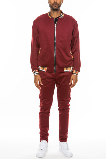 Checkered Detail Track Jacket Set-6