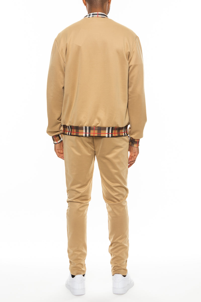 Checkered Detail Track Jacket Set-3