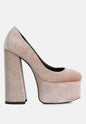 Old Novelty Platform Heel Velvet Pumps-6